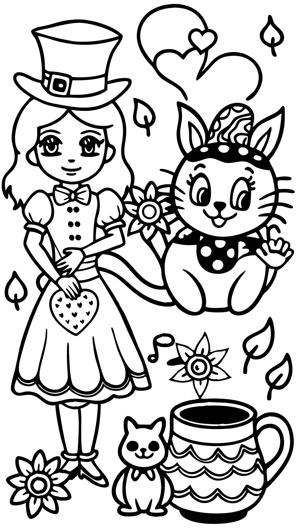 Páginas para colorear de Alice y Wonderland